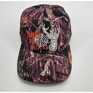 'Born To Hunt' Dear Head Camo Casual Adj Strap Cap One Size Fits All